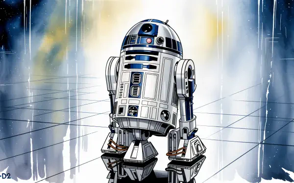 4K Ultra HD PC desktop wallpaper depicting R2-D2, the iconic Star Wars droid, with a sleek, futuristic background that enhances its detailed design.