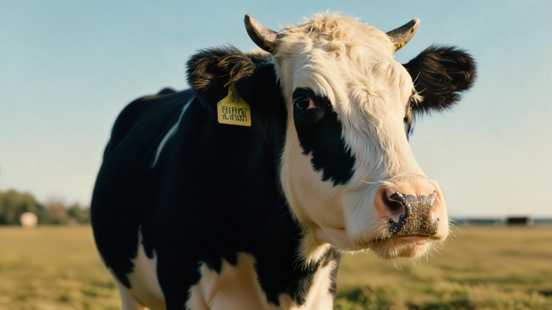 Close-up of a black-and-white cow standing in a sunlit field, 4K Ultra HD PC desktop wallpaper and background.