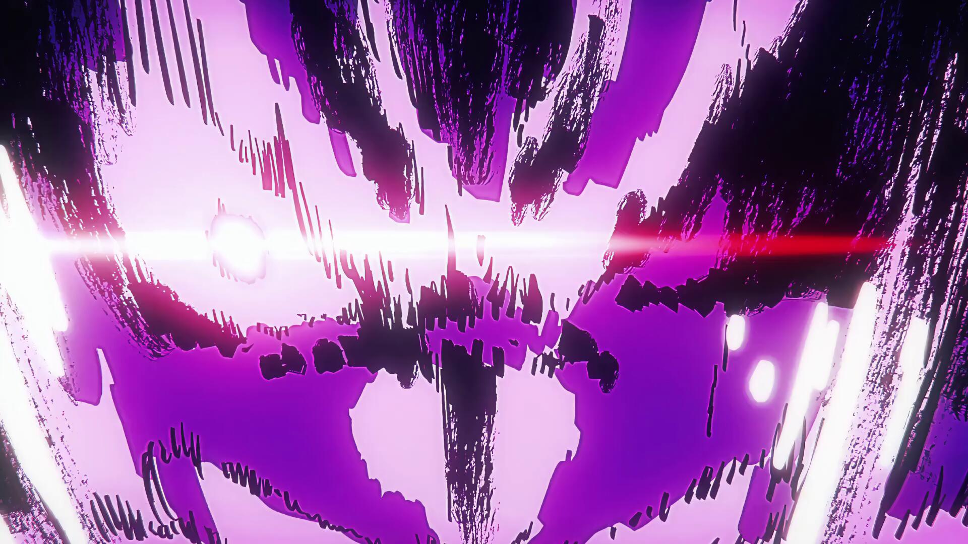 Anime One Piece wallpaper of Roronoa Zoro framed by a fierce purple energy burst and horizontal light streaks — 4K Ultra HD PC desktop background.