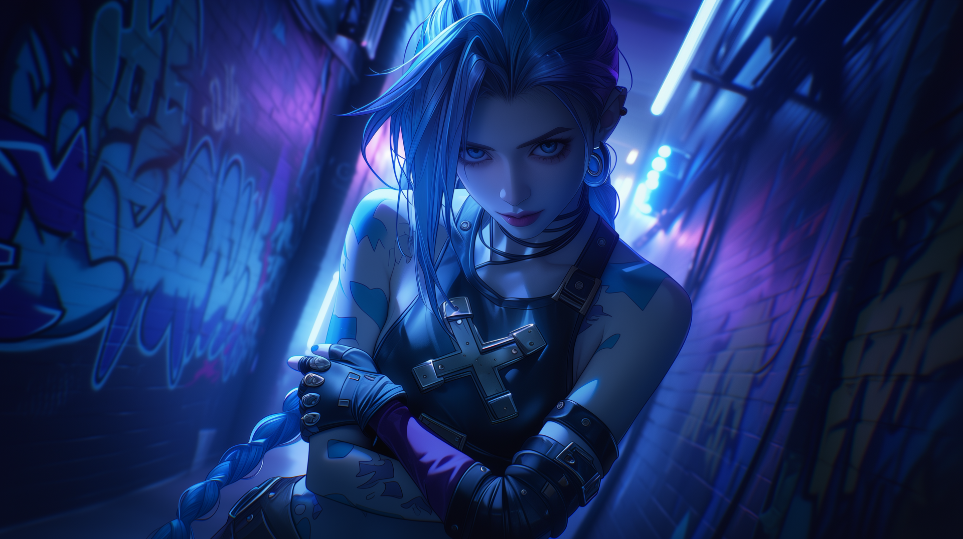 Download TV Show Arcane Jinx (League Of Legends) Blue Anime Girl HD Wallpaper by patrika