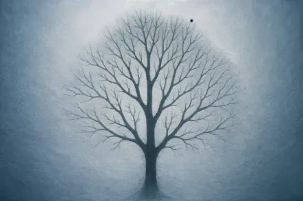 Bare tree silhouette centered on a textured blue-gray backdrop, 4K Ultra HD PC desktop wallpaper and background.