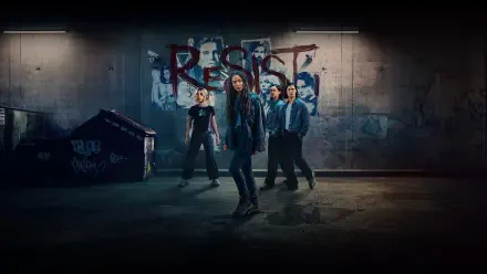 Gen V characters stand in a gritty, graffiti-streaked alley under moody blue light, five figures in streetwear — 4K Ultra HD PC Desktop Wallpaper and Background.