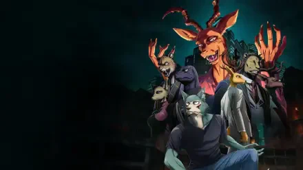 Beastars HD PC desktop wallpaper background showing a group of anthropomorphic characters in dramatic poses against a dark urban cityscape with moody lighting.