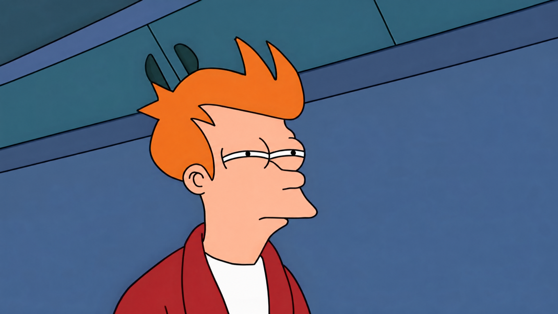 Futurama Fry squinting skeptically in the classic meme, presented as a 4K Ultra HD PC desktop wallpaper/background.
