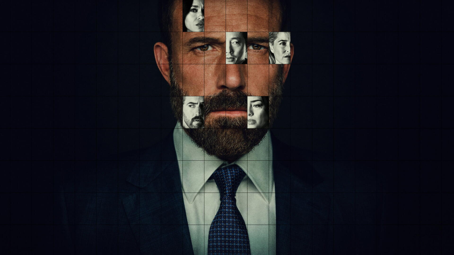 Animals (2026) 2K Quad HD desktop wallpaper featuring a fragmented portrait of a bearded man in a suit.