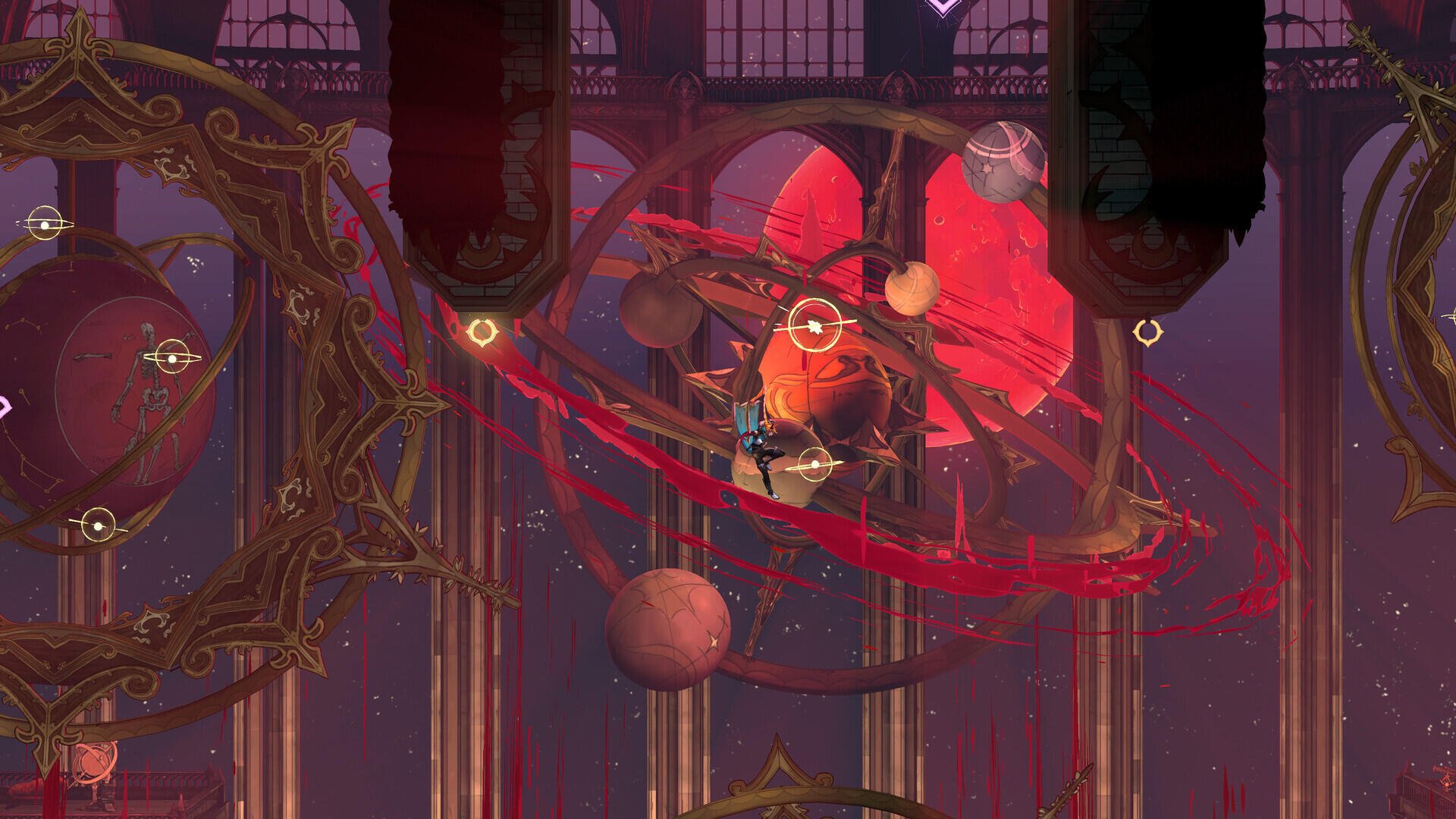 Castlevania: Belmont’s Curse HD PC desktop wallpaper featuring a magical battle amid a gothic castle’s red-lit halls.