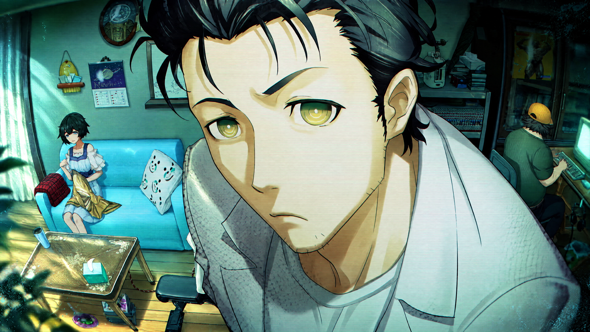 Rintaro Okabe from Steins;Gate in a detailed anime portrait, 4K Ultra HD desktop wallpaper and background.