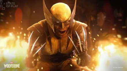 Marvel's Wolverine from X-Men snarling with claws extended amid sparks and flames, 4K Ultra HD PC desktop wallpaper from the video game