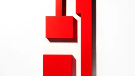 Clean minimal 4K Ultra HD PC desktop wallpaper — bold red geometric rectangles and bars casting sharp shadows on a white background.