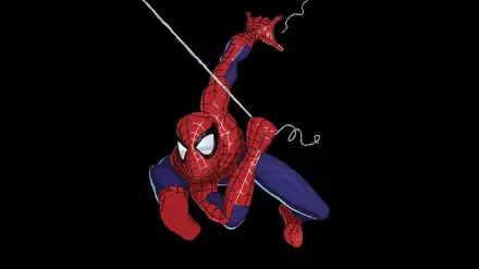 Spider-Man: The New Animated Series in a dynamic web-swinging pose on a black background — 2K Quad HD PC desktop wallpaper and background.