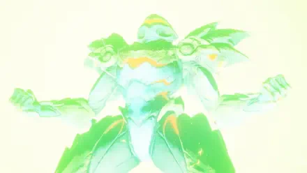 4K Ultra HD PC wallpaper of Samus Aran in Metroid Ravenous armor — glowing green alien superhero in a dramatic, energy-lit sci‑fi pose.