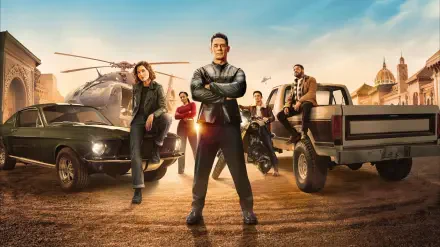 Matchbox (Movie) 2K Quad HD PC desktop wallpaper featuring a heroic ensemble with cars, motorcycles, and a helicopter.