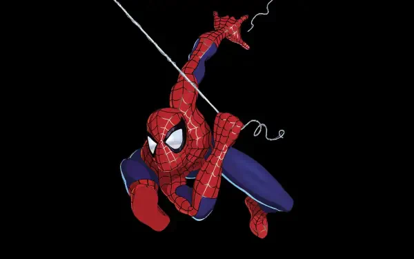 Spider-Man: The New Animated Series in a dynamic web-swinging pose on a black background — 2K Quad HD PC desktop wallpaper and background.