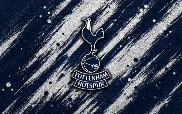 Tottenham Hotspur F.C. logo centered on navy and silver textured brushstroke background, 4K Ultra HD PC desktop wallpaper.