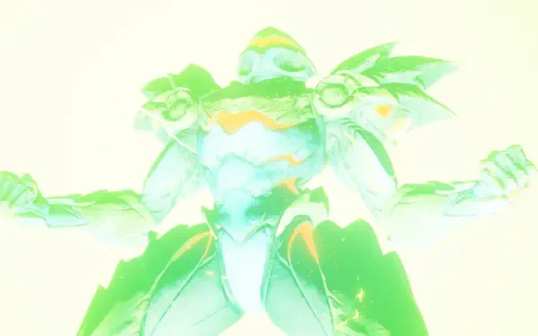 4K Ultra HD PC wallpaper of Samus Aran in Metroid Ravenous armor — glowing green alien superhero in a dramatic, energy-lit sci‑fi pose.