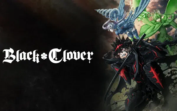 Black Clover 4K Ultra HD PC desktop wallpaper featuring Asta and anime characters with bold series lettering.