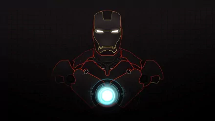 HD desktop wallpaper featuring a stylized, glowing outline of Iron Man against a dark background.