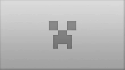 Minimalist HD PC desktop wallpaper featuring the pixelated face of a Minecraft Creeper in grayscale.