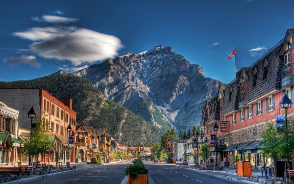 Photography Place Banff Canadian Rockies Street Mountain Town Canada HD Wallpaper | Background Image