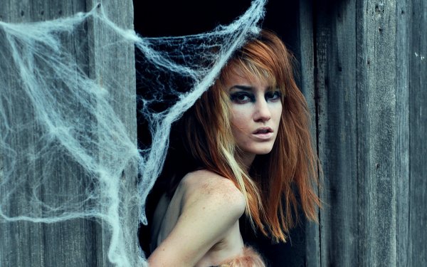 Holiday Halloween Model Face Spider Web Mood HD Wallpaper | Background Image