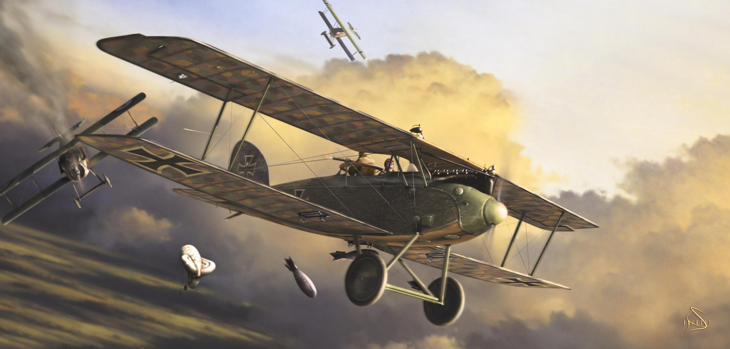 WWI Bomber Intercept Full HD Wallpaper and Background 