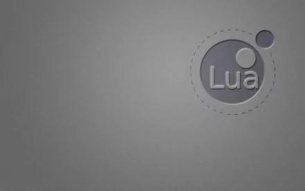 A sleek HD desktop wallpaper featuring the Lua programming language logo on a minimalist gray background, showcasing a modern technology aesthetic.