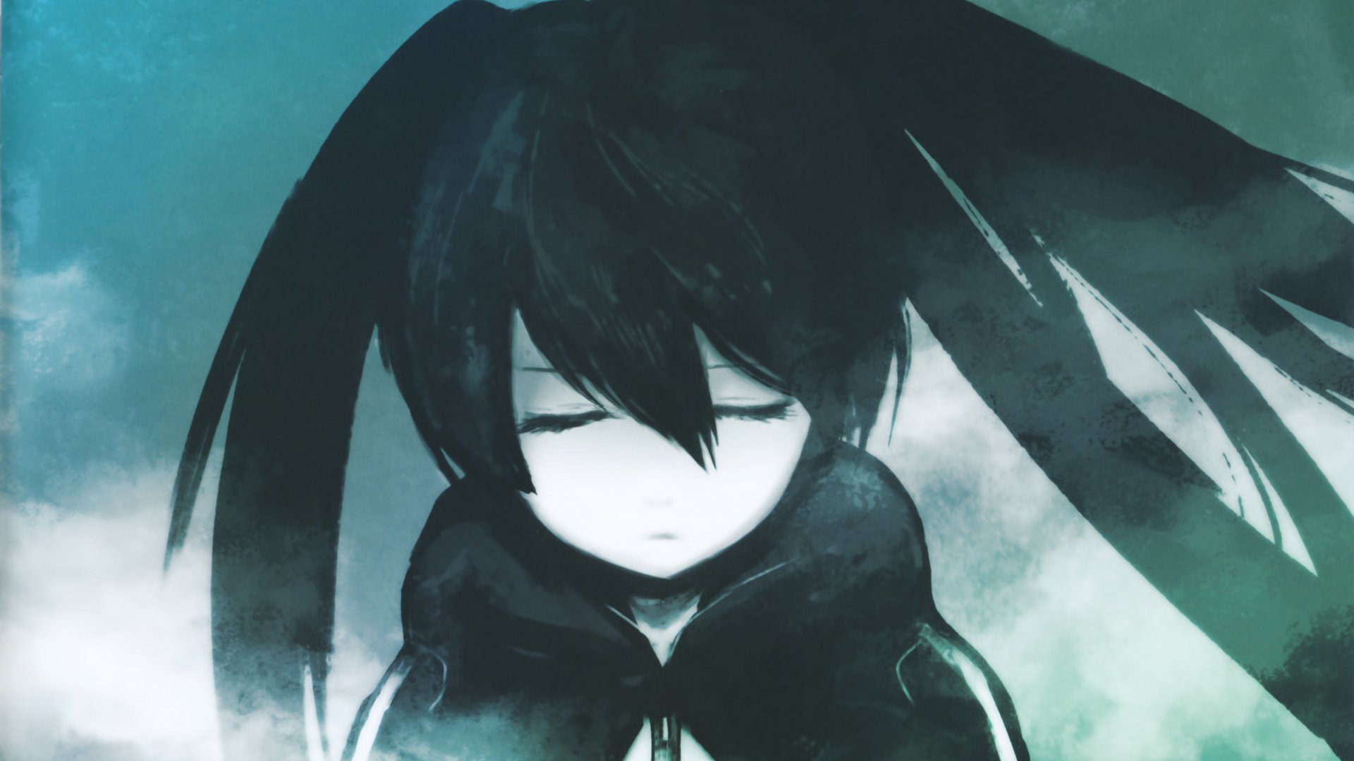 Anime-inspired image of Black Rock Shooter with a moody, atmospheric background, presented as a stunning 4K Ultra HD desktop wallpaper.