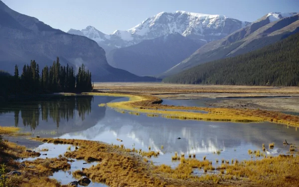 Canada Alberta mount kitchener river sunrise Jasper National Park nature mountain HD Desktop Wallpaper | Background Image