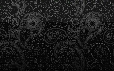 HD PC desktop wallpaper featuring an abstract black design with intricate swirling and circular patterns creating a textured, elegant background.