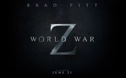 HD PC desktop wallpaper featuring the title and release date of the movie World War Z starring Brad Pitt.