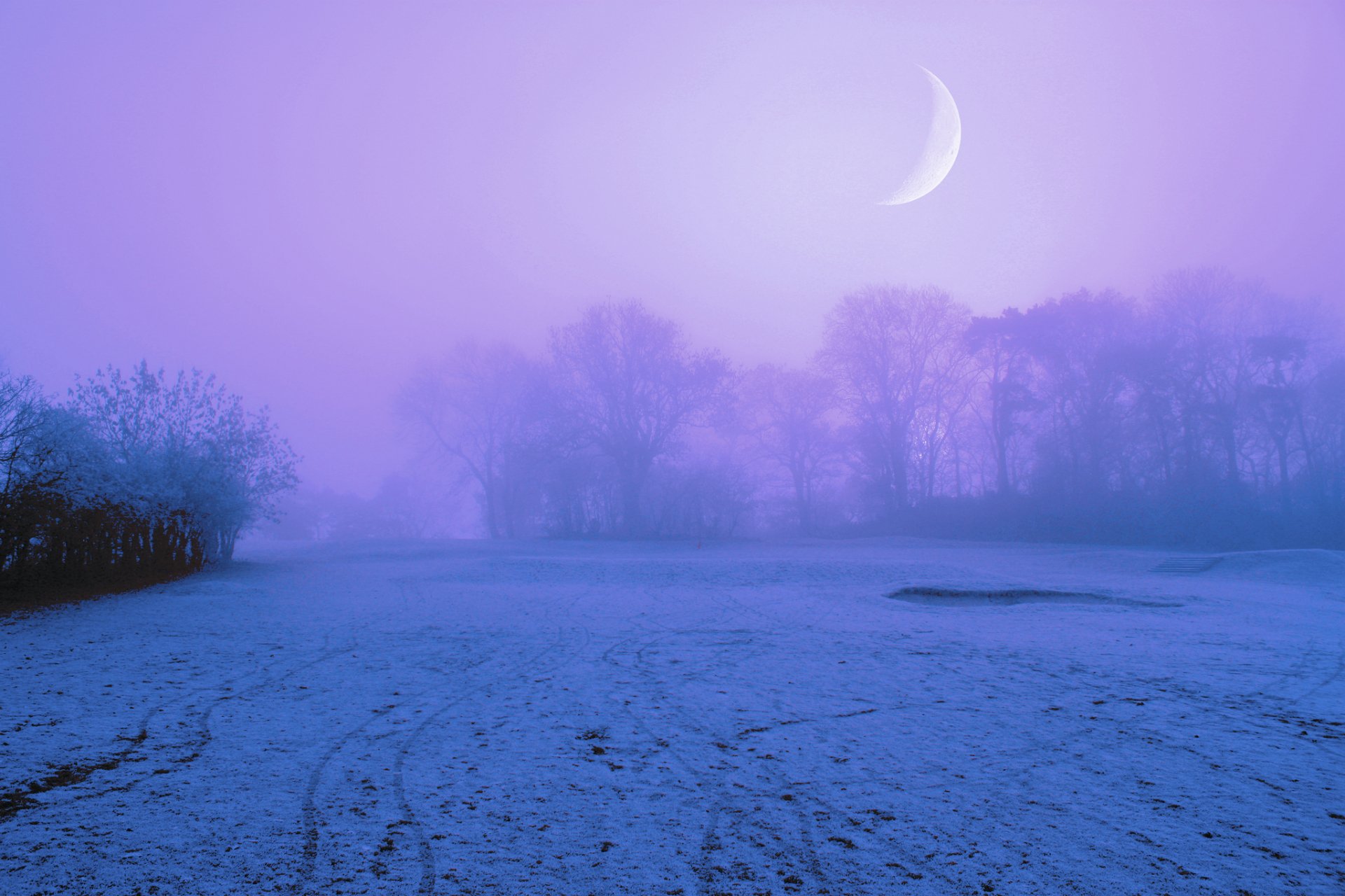 Misty Moonlit Dawn: HD Nature Fog Wallpaper | 2048x1365 | Wallpaper Abyss