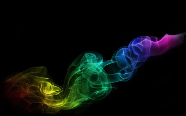 Abstract multicolored smoke ribbon against black — HD PC desktop wallpaper and background.