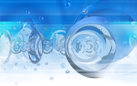 Artistic HD desktop wallpaper featuring a blend of light blue and white geometric shapes and lines, creating a futuristic, light-filled abstract background.