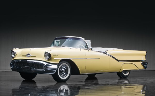 Vehicles 1957 Oldsmobile Starfire  Oldsmobile Car Yellow Convertible Reflection HD Wallpaper | Background Image