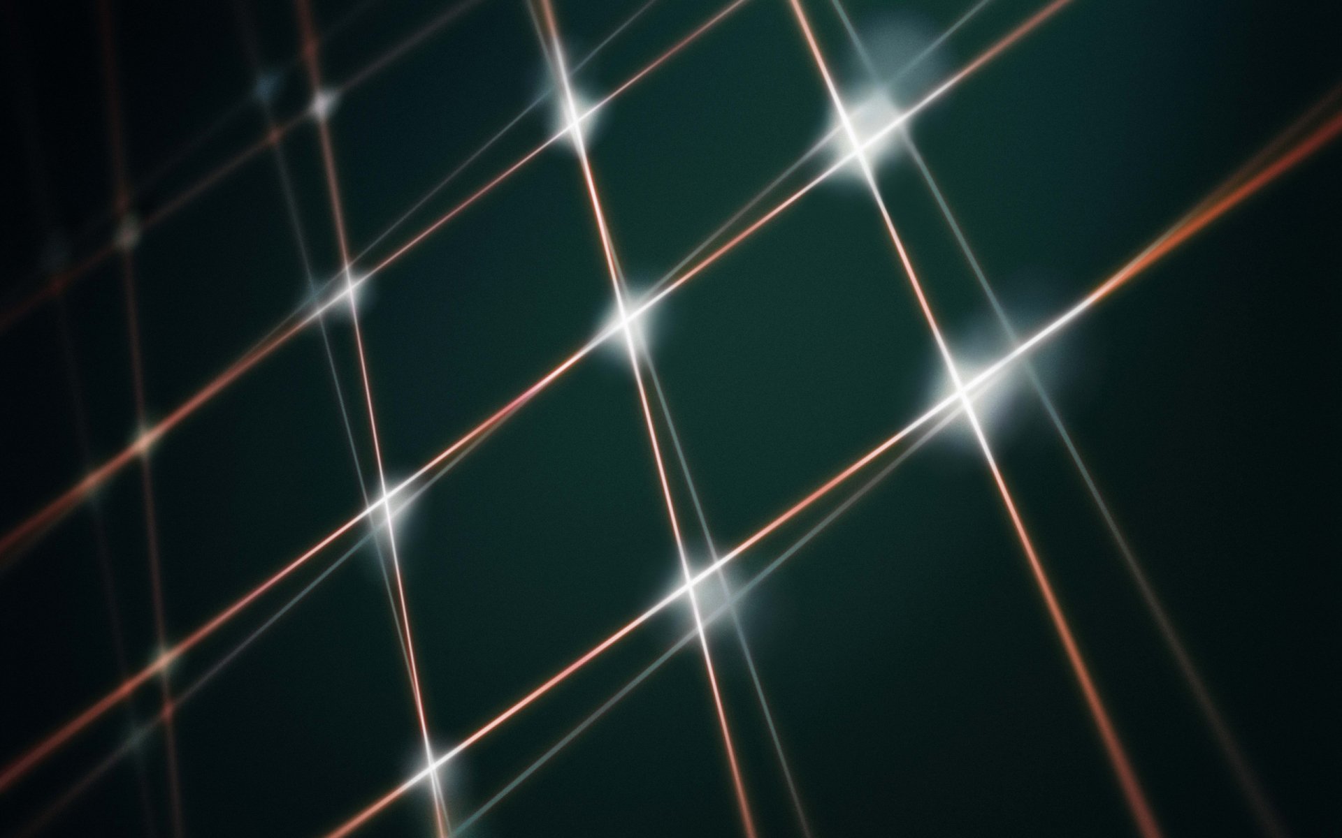 Abstract artistic 2K Quad HD PC desktop wallpaper: dark teal field threaded by diagonal glowing light grid with starburst intersections.