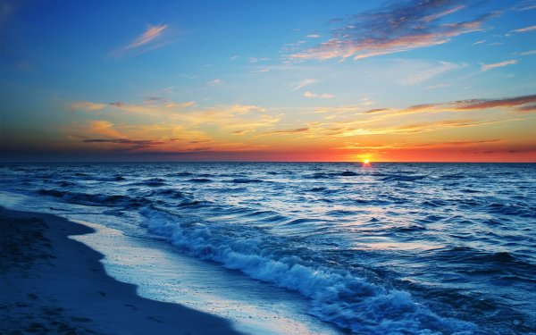 Aarde/Natuur Zonsondergang Oceaan Golf Lucht Natuur Horizon HD Wallpaper | Achtergrond