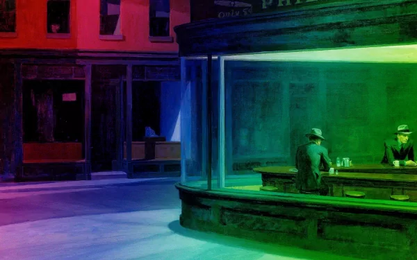 Nighthawks artistic nighthawks at the diner HD Desktop Wallpaper | Background Image