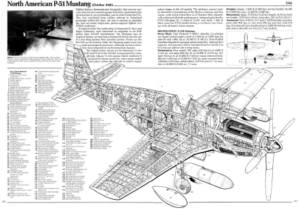 Detailed schematic of the North American P-51 Mustang military aircraft, presented as an HD PC desktop wallpaper and background with technical annotations.