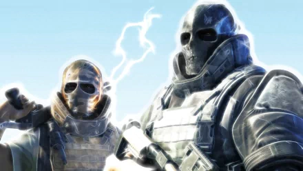 High-definition wallpaper featuring characters from the video game Army of Two: The Devil's Cartel, showcasing two soldiers in tactical gear against a dramatic background.