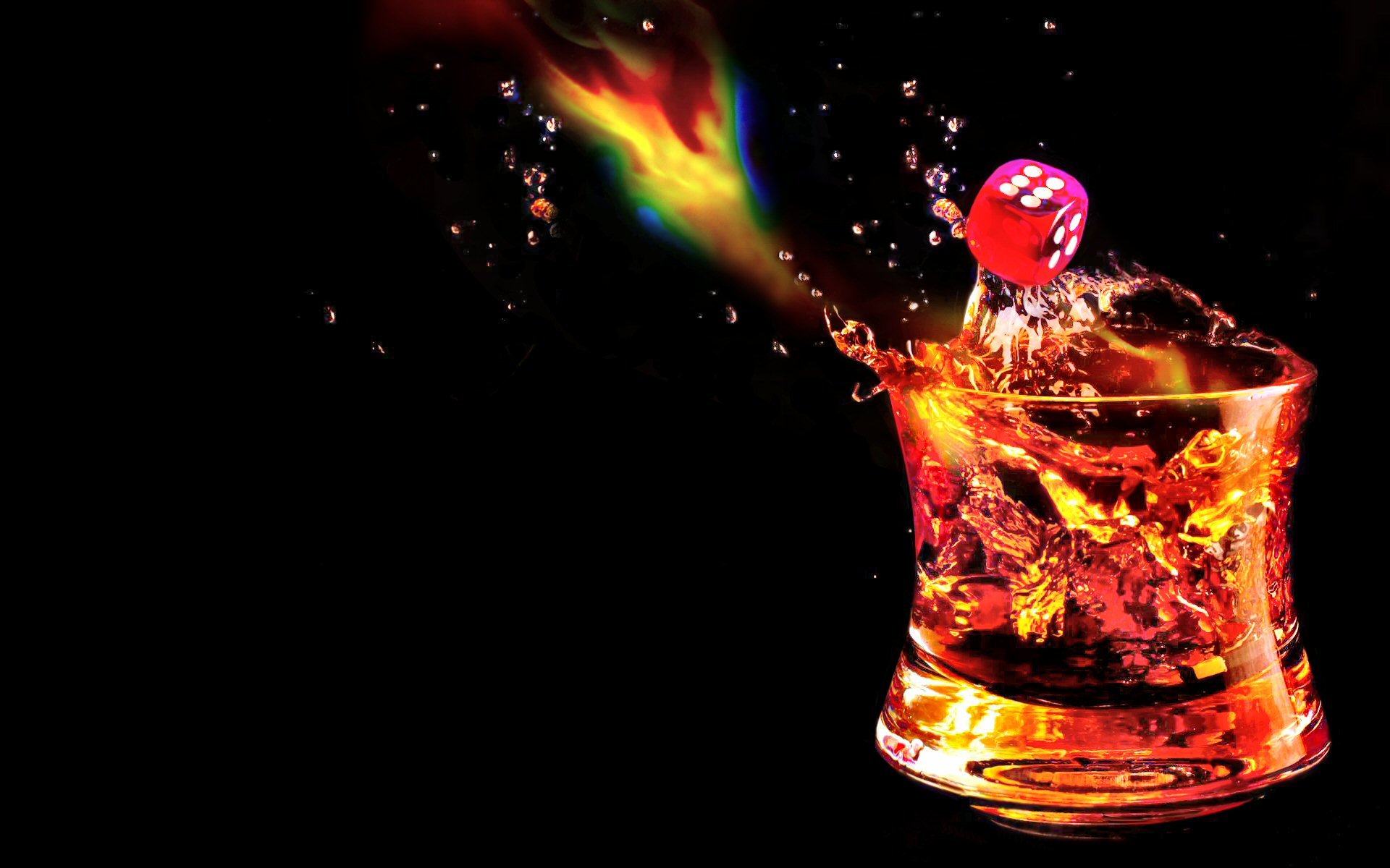 Download Glass Dice Flame Scotch Drink Food Whisky  HD Wallpaper