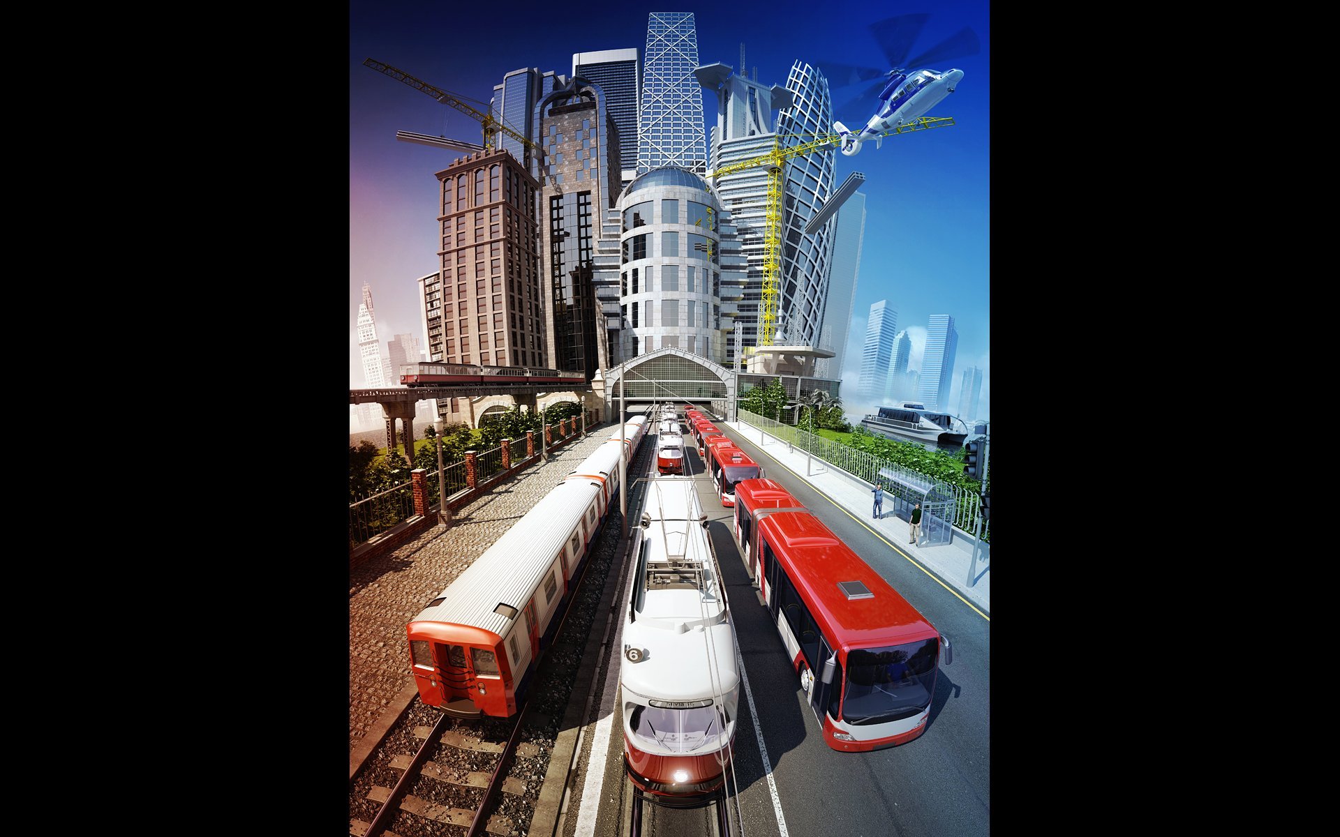 Download Helicopter Train Building City Video Game Cities In Motion HD Wallpaper
