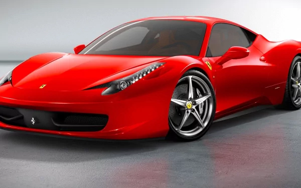 A stunning red Ferrari 458 Italia showcased in an HD desktop wallpaper, highlighting its sleek design and powerful presence against a clean background.