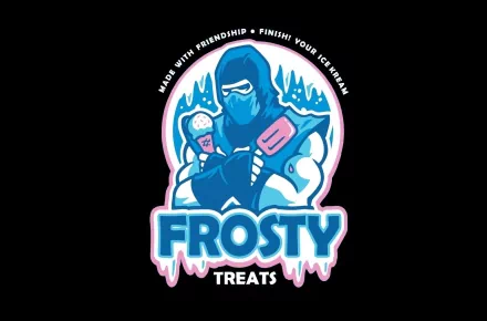 HD PC desktop wallpaper featuring Sub-Zero from Mortal Kombat in a stylized ice-themed design with the text Frosty Treats.