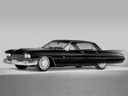 HD desktop wallpaper featuring a classic 1959 Cadillac Eldorado Brougham in sleek black, showcasing its iconic vintage design and luxurious silhouette.