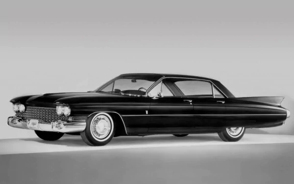 HD desktop wallpaper featuring a classic 1959 Cadillac Eldorado Brougham in sleek black, showcasing its iconic vintage design and luxurious silhouette.