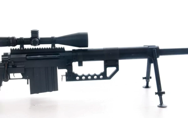 HD desktop wallpaper featuring a CheyTac M200 Intervention sniper rifle against a plain white background.