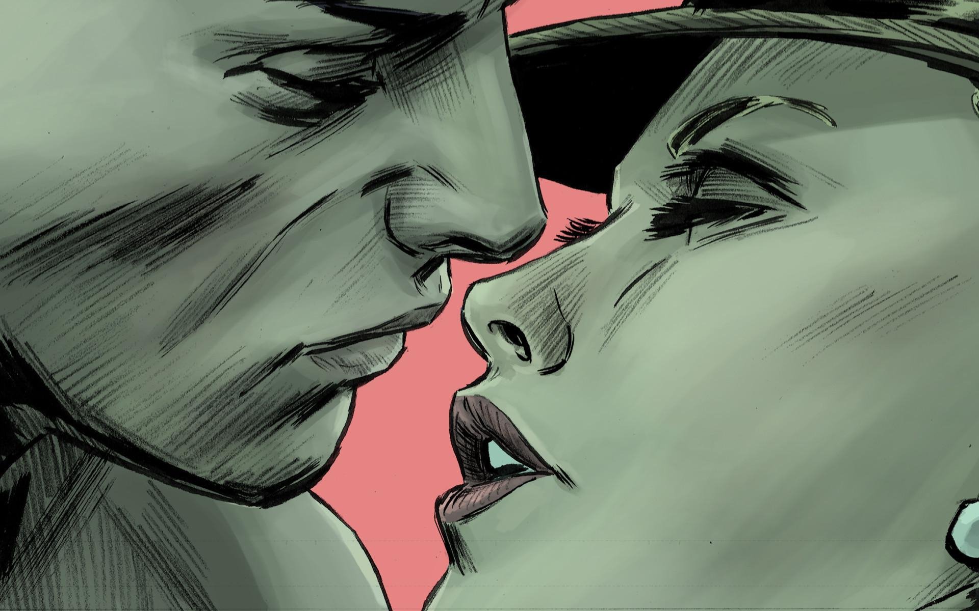 A captivating HD desktop wallpaper depicting an intimate moment between a couple, showcasing artistic elements that evoke themes of love and connection.