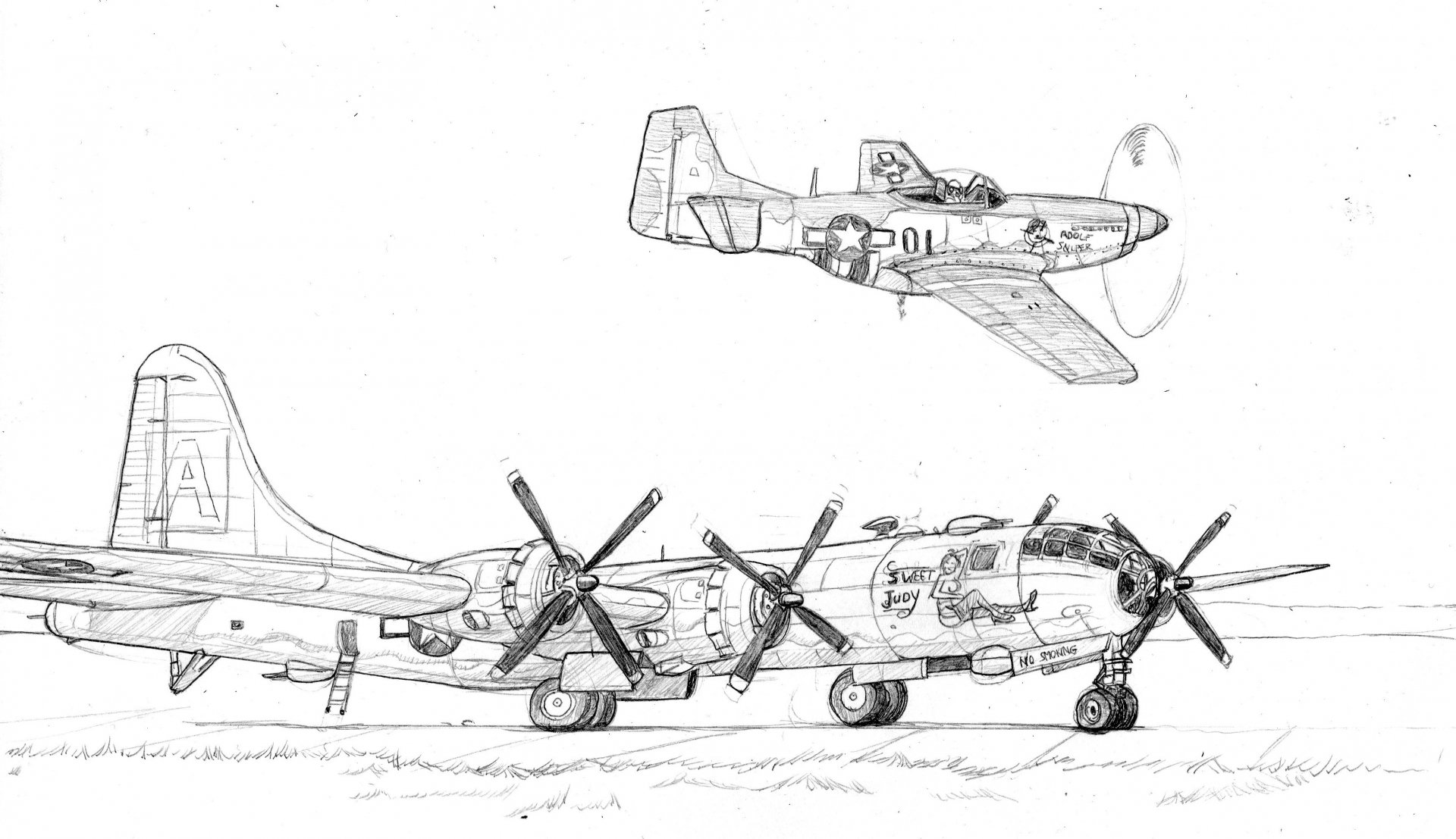 Download Military Aircraft Boeing B-29 Superfortress North American P-51 Mustang HD Wallpaper