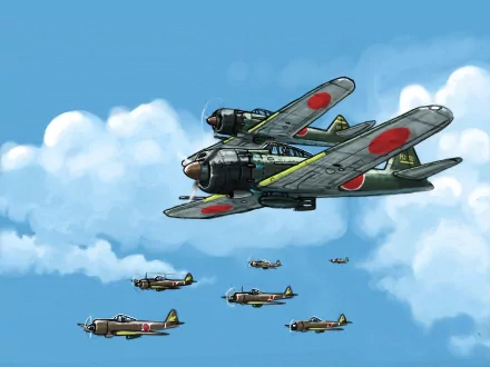 HD PC desktop wallpaper featuring a formation of military aircraft flying through a partly cloudy sky.