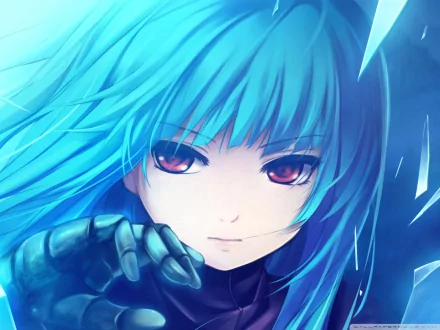 Kula Diamond from the video game The King of Fighters is prominently featured in this HD PC desktop wallpaper, showcasing her striking blue hair and intense gaze.